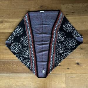 Chunky Knit Open Wrap Cardigan Kimono Poncho Boho Southwestern Festival Sz M/L